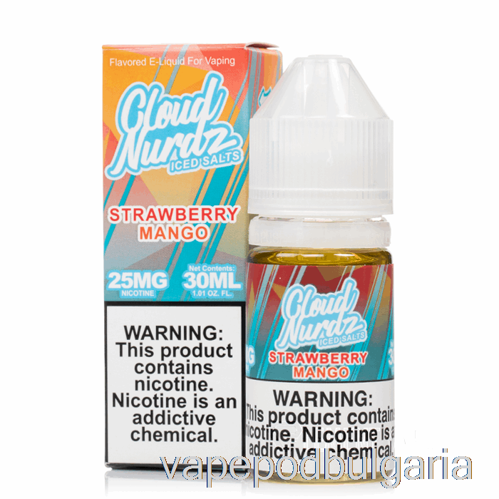 Vape 10000 Дръпки Ice Strawberry Mango - Cloud Nurdz Salts - 30ml 25mg